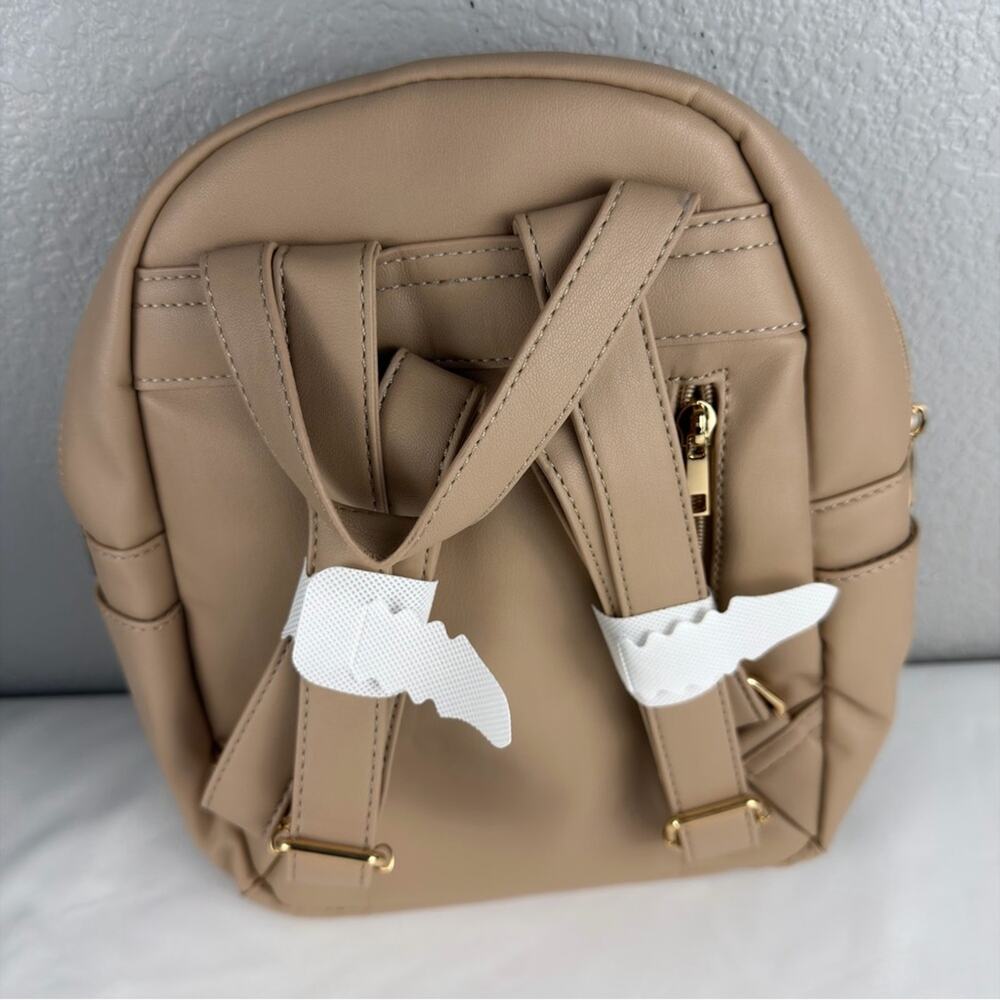 NWT Marvolia Mini Backpack for Women - Vegan Leather Small Fashion Purse Khaki - Picture 6 of 12